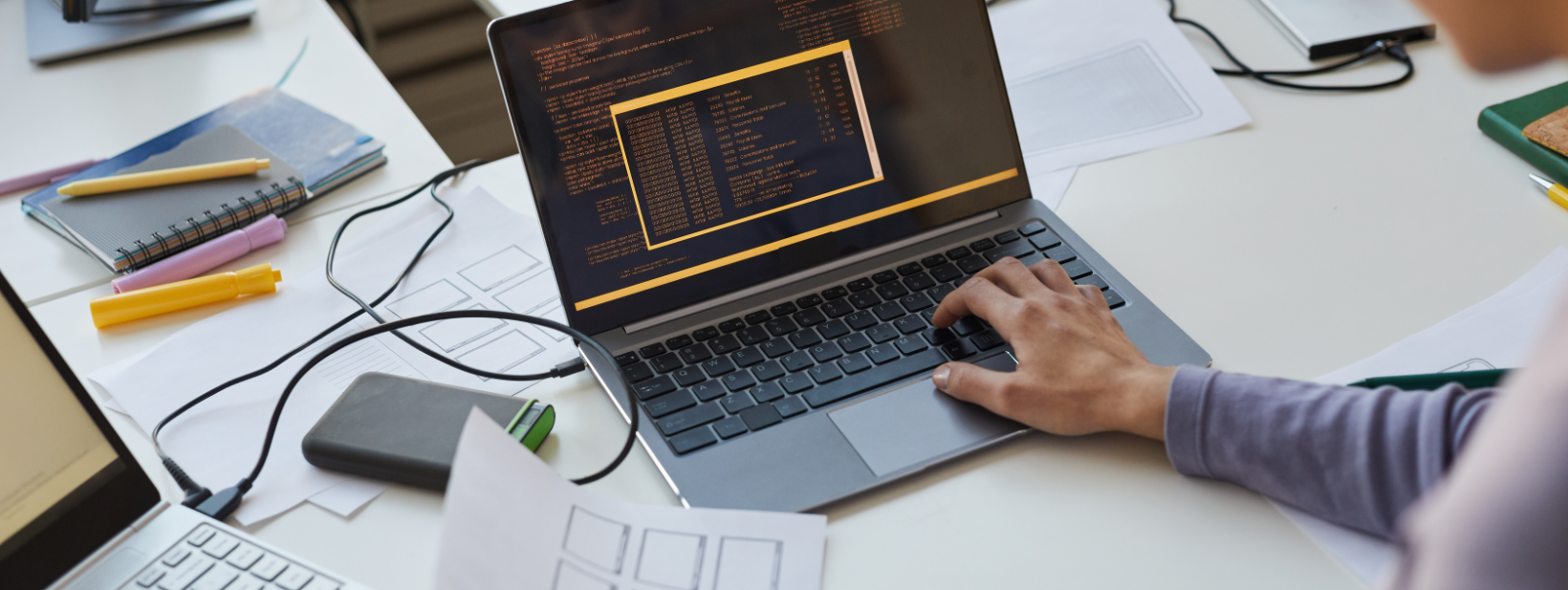 female-it-developer-writing